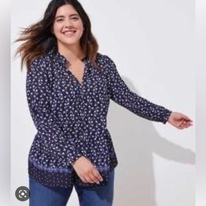 LOFT | Plus Size Floral Dot Peplum Blouse